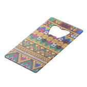 Handgeweven Thai Silk Patroon Creditkaart Flessenopener (Voorkant Gekanteld)