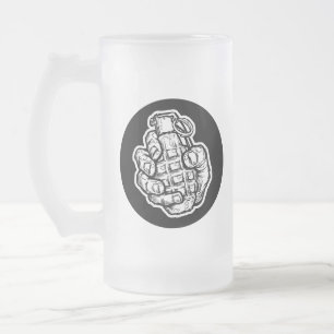 Handgranaat in stripstijl matglas bierpul