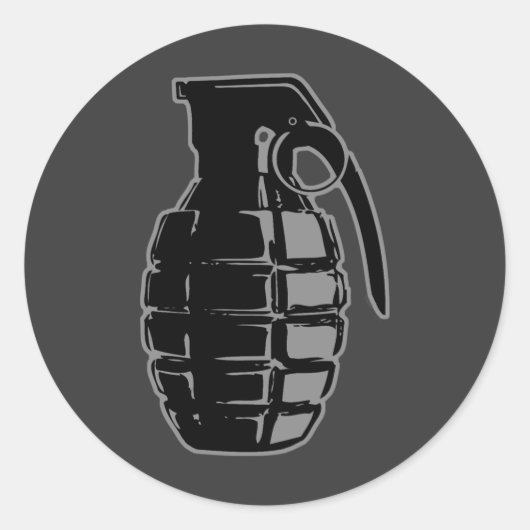Handgrenade - grijs ronde sticker (Voorkant)