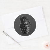 Handgrenade - grijs ronde sticker (Envelop)