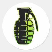 Handgrenade - groen ronde sticker (Voorkant)