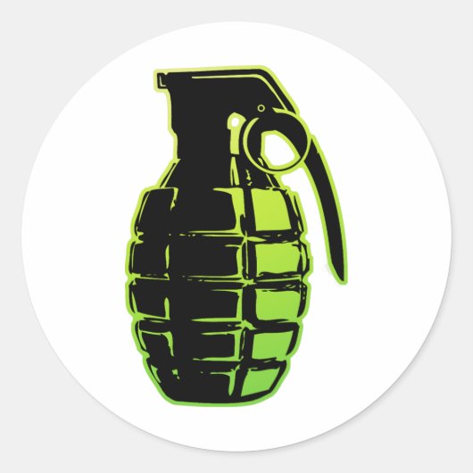 Handgrenade - groen ronde sticker