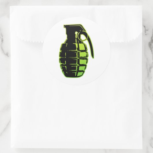 Handgrenade - groen ronde sticker (Tas)