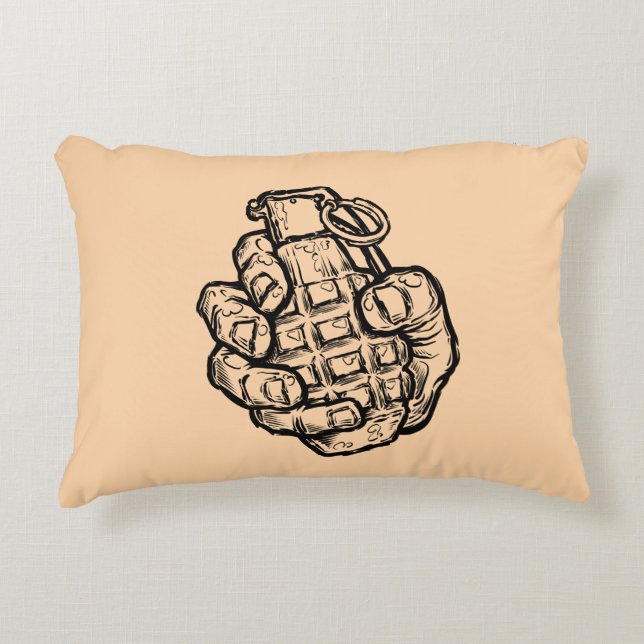 Handgrenade in stripstijl accent kussen (Voorkant)