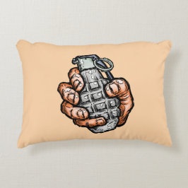 Handgrenade in stripstijl accent kussen
