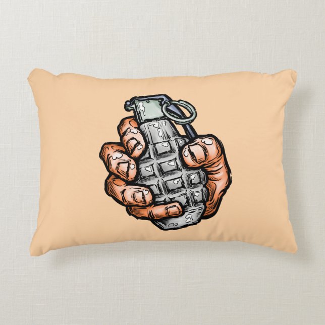 Handgrenade in stripstijl accent kussen (Voorkant)