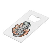 Handgrenade in stripstijl creditkaart flessenopener (Achterkant Gekanteld)