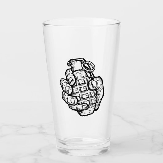 Handgrenade in stripstijl glas (Voorkant)