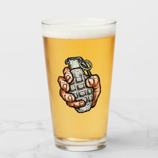 Handgrenade in stripstijl glas (Voorkant gevuld)
