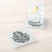 Handgrenade in stripstijl glazen onderzetter (Schuin)