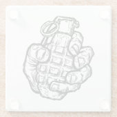 Handgrenade in stripstijl glazen onderzetter (Achterkant)