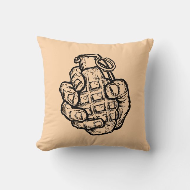 Handgrenade in stripstijl kussen (Voorkant)