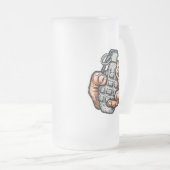 Handgrenade in stripstijl matglas bierpul (Voorkant rechts)