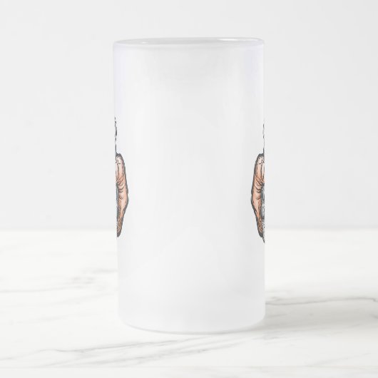 Handgrenade in stripstijl matglas bierpul (Center)