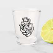 Handgrenade in stripstijl shot glas (Voorkant)
