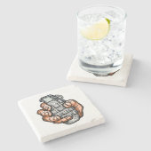 Handgrenade in stripstijl stenen onderzetter (Zijkant)