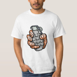 Handgrenade in stripstijl t-shirt