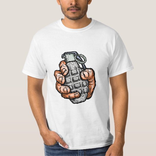 Handgrenade in stripstijl t-shirt (Voorkant)