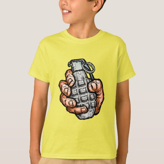 Handgrenade in stripstijl t-shirt (Voorkant)