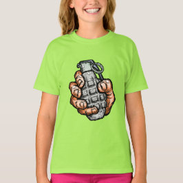 Handgrenade in stripstijl t-shirt