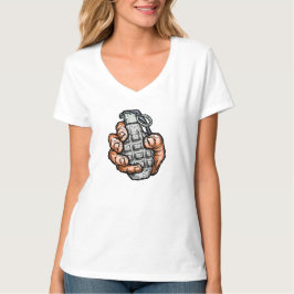 Handgrenade in stripstijl t-shirt