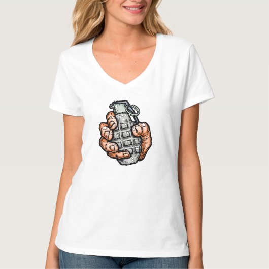 Handgrenade in stripstijl t-shirt (Voorkant)