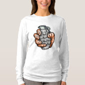 Handgrenade in stripstijl t-shirt (Voorkant)