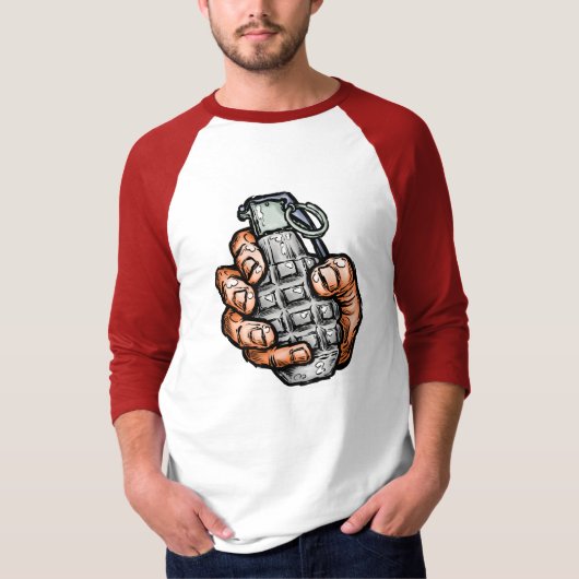 Handgrenade in stripstijl t-shirt (Voorkant)
