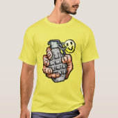 Handgrenade met gelukkig gezicht, stripstijl t-shirt (Voorkant)