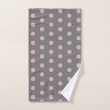 Handhanddoek met poka (donkergrijs en zacht roze)