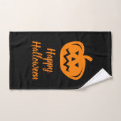 Handhanddoek met zwarte en oranje Happy Halloween Handdoek (Handdoek)