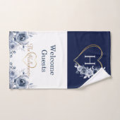 Handhanddoeken Gold Heart Blue/White Floral Handdoek (Handdoek)
