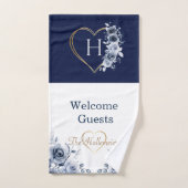 Handhanddoeken Gold Heart Blue/White Floral Handdoek (Handdoek)