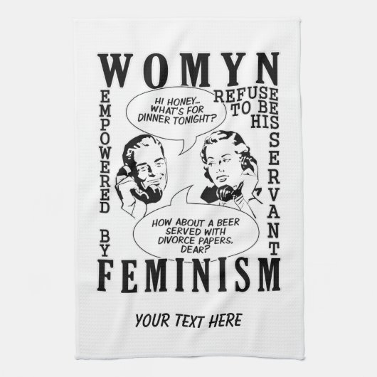Handhanddoeken van de Retro Feminist Humor Theedoek (Verticaal)