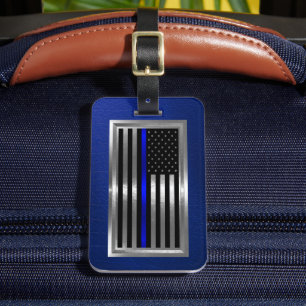 Handhaving Amerikaanse vlag Blauwe streep Bagagelabel