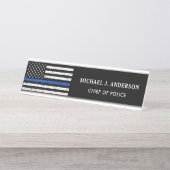 Handhaving van de Thin Blue Line Flag Police Enfor Bureau Naambordje (Voorkant)