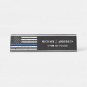 Handhaving van de Thin Blue Line Flag Police Enfor Bureau Naambordje (Voorkant)