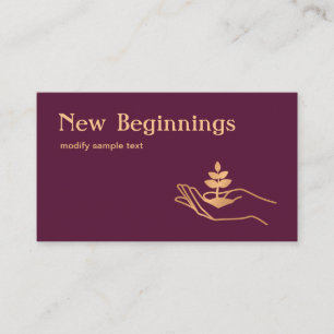 Handheld Holding Leaf Plant Wellness Counselor Visitekaartje