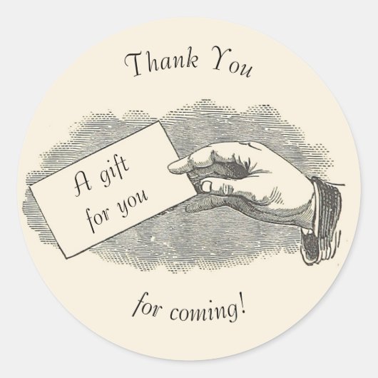  handheld kaart Hartelijk dank voor uw komst  Ronde Sticker (Voorkant)