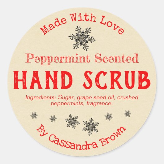 handheld met kersthand ronde sticker (Voorkant)