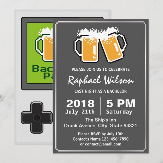 Handheld spel Funny Beers Bachelor Party Card Kaart (Voorkant / Achterkant)