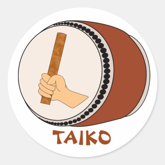 HandHolding Stick Taiko Drum Japanse drumming Ronde Sticker (Voorkant)