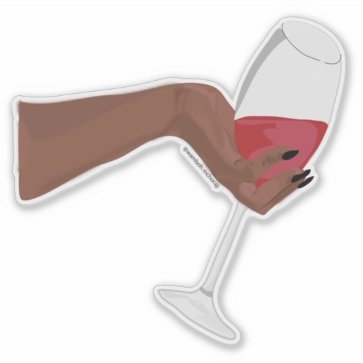 Handhoudglas met rode wijn digitale kunst sticker (Voorkant)