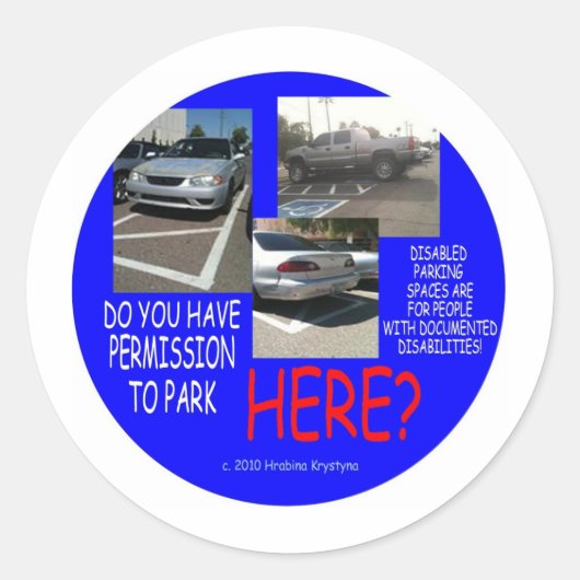 HANDICAP PARKEREN 6 RONDE STICKER (Voorkant)
