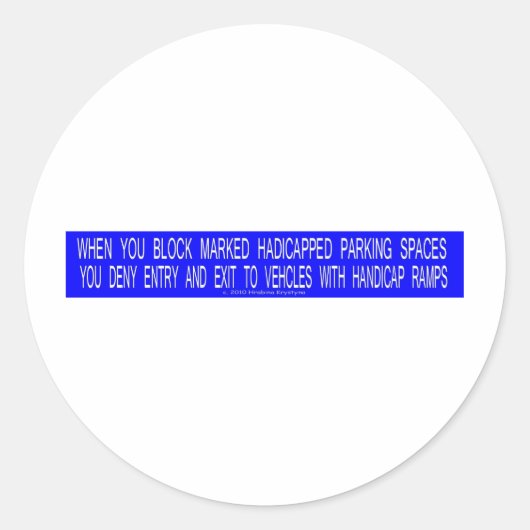 HANDICAP PARKEREN ZINNEN 2 RONDE STICKER (Voorkant)