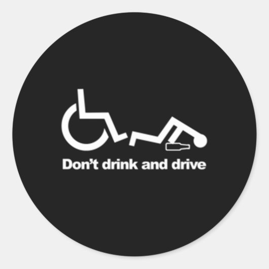 Handicap Rolstoel niet Drinken en rijden Ronde Sticker (Voorkant)