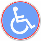 Handicap Rolstoel Symbool - Blauw gehandicapt Sticker (Voorkant)