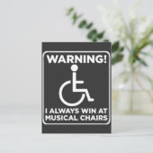 Handicap Sarcastic Wheelstoel Muziekstoel Briefkaart (Staand voorkant)