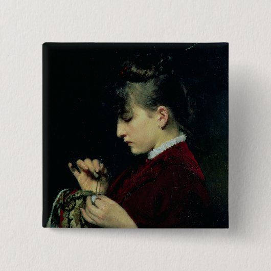 Handicraft, 1887 vierkante button 5,1 cm (Voorkant)
