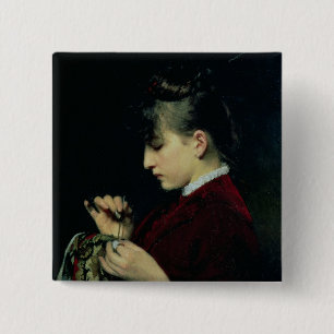 Handicraft, 1887 vierkante button 5,1 cm